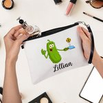 Sac de maquillage avec bracelet pour accessoires de voyage Cadeau d'anniversaire pour les amoureux du pickleball