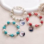 Personalizada Cruz Cordón Elástico Pulsera Conmemorativa con Foto Religiosa Regalo de Navidad para Cristiano