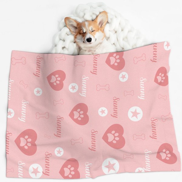 Gepersonaliseerd Multicolor Schattig Huisdier Hart Huisdier Deken met Gestippelde Rug Verjaardagscadeau voor Hond Kat Liefhebber