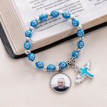 Personalizada Cruz Cordón Elástico Pulsera Conmemorativa con Foto Religiosa Regalo de Navidad para Cristiano