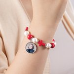 Personalizada Cruz Cordón Elástico Pulsera Conmemorativa con Foto Religiosa Regalo de Navidad para Cristiano