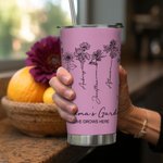 Personalizzato Nana's Garden 1-15 Bouquet di fiori di nascita 20 oz Tumbler con coperchio e spazzola per la pulizia della cannuccia Regalo di complean