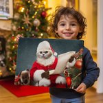 Personalized Funny Christmas Pet with Santa Hat Portrait Canvas Frameless Painting Holiday Gift for Dog Cat Lovers 6