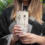 Personalizzato Nana's Garden 1-15 Bouquet di fiori di nascita 20 oz Tumbler con coperchio e spazzola per la pulizia della cannuccia Regalo di complean