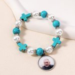 Personalizada Cruz Cordón Elástico Pulsera Conmemorativa con Foto Religiosa Regalo de Navidad para Cristiano