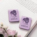 Personalizzato Bookshelf Girl Character Design Magnetic Bookmark Clip with Name Birthday Gift for Book Lover Bookworm (topo di biblioteca)