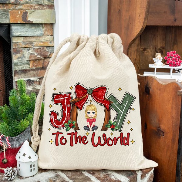 Personalisierte Freude an der Welt Cartoon Charakter Geschenk Tasche mit Kordelzug Weihnachten Party Geburtstag Geschenk für Familie Freunde