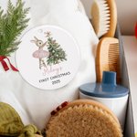 Ornement personnalisé en céramique pour arbre de Noël avec nom et année Décoration de vacances Douceur de bébé Premier cadeau de Noël pour bébé fille