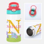 Bottiglia d'acqua isolata da 12 oz con iniziali e nome Regalo di compleanno per la scuola per ragazzi e ragazze