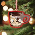 Personlig trä röd nordisk kaffemugg Marshmallows 3D Shaker-prydnad julgransdekoration julklapp till familjen