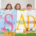 Personalised Giraffe Owl Mermaid Soft Throw Blanket with Name and Initial Home Decor Baby Shower Birthday Gift for Family Kids