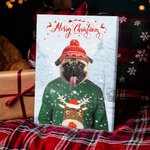 Personalized Funny Christmas Pet with Santa Hat Portrait Canvas Frameless Painting Holiday Gift for Dog Cat Lovers 3