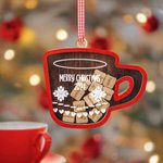 Personlig trä röd nordisk kaffemugg Marshmallows 3D Shaker-prydnad julgransdekoration julklapp till familjen