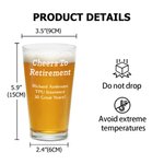Bicchiere da birra personalizzato da 16 oz con testo Regalo per la festa del papà, compleanno e pensionamento del nonno