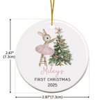Ornement personnalisé en céramique pour arbre de Noël avec nom et année Décoration de vacances Douceur de bébé Premier cadeau de Noël pour bébé fille