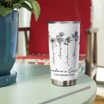 Personalizzato Nana's Garden 1-15 Bouquet di fiori di nascita 20 oz Tumbler con coperchio e spazzola per la pulizia della cannuccia Regalo di complean