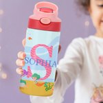 Bottiglia d'acqua isolata da 12 oz con iniziali e nome Regalo di compleanno per la scuola per ragazzi e ragazze