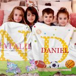 Personalised Giraffe Owl Mermaid Soft Throw Blanket with Name and Initial Home Decor Baby Shower Birthday Gift for Family Kids