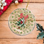 Gepersonaliseerd Glitter Boog Kerstboom Acryl Ornament met Naam en Voorletter Vakantie Decor Kerstcadeau voor Vriend Familie