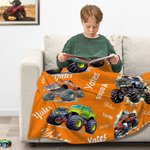 Gepersonaliseerde SUV Big Wheel Off-Road Trucks Zachte deken met naam Home Decor Verjaardagscadeau voor jongens mannen