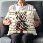 Gepersonaliseerde Glitter boog kerstboom kussenhoes met naam en tekst Home Decor verjaardag kerstcadeau voor familie kinderen