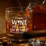 Gepersonaliseerd I'm Retired Old Fashioned Rock Whiskey Glas met Naam Pensioen Vaderdag Cadeau voor Man