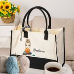 Sac en toile personnalisé avec nom et ruban Cadeau d'anniversaire de Noël pour Maman Grand-mère Amateurs de tricot