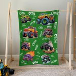 Gepersonaliseerde SUV Big Wheel Off-Road Trucks Zachte deken met naam Home Decor Verjaardagscadeau voor jongens mannen