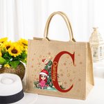 Sac en toile de jute avec initiales et nom Cadeau de fête de Noël pour la famille et les enfants