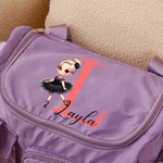 Personalised Multi-compartment Waterproof Ballet Girl Travel Duffel Bag with Name Initial and Shoulder Strap Birthday Gift for Ballerina Ballet Lover
