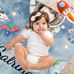 Astronauta de dibujos animados personalizado Manta suave con nombre Decoración del hogar Regalo de cumpleaños para niñas Niños
