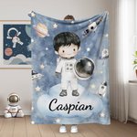 Astronauta de dibujos animados personalizado Manta suave con nombre Decoración del hogar Regalo de cumpleaños para niñas Niños