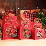 Personalisierte 3D Floral Initial Red Large Jute Tote Bag mit Namen und Griff Geburtstag Weihnachten Party Favor Geschenk für Kinder Erwachsene