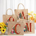 Sac en toile de jute avec initiales et nom Cadeau de fête de Noël pour la famille et les enfants