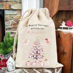 Personalised A Magical Christmas Delivery Pink Fairy Drawstring Bag with Name Christmas Gift for Girls