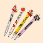 Personalized Apple Crayon Glitter Teacher Beaded Pen with Name Ball-Point Pen Appreciation Thanksgiving Day Gift for Teacher