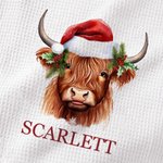 Personlig blommig tomteluva Highland Cow Superabsorberande mikrofiber våfflad kökshandduk med namn Köksdekor Julklapp för familj vänner