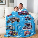 Gepersonaliseerde SUV Big Wheel Off-Road Trucks Zachte deken met naam Home Decor Verjaardagscadeau voor jongens mannen