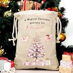 Personalised A Magical Christmas Delivery Pink Fairy Drawstring Bag with Name Christmas Gift for Girls