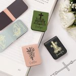 Gepersonaliseerde Bijbel Boek Bloem Kruis Magnetische Lederen Bladwijzer Clip met Naam Verjaardag Kerstcadeau voor Bibliothecaris Christian Book Lover