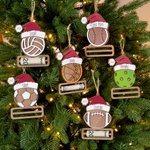 Personalized Baseball Volleyball Sports Ball with Santa Hat Money Holder Christmas Ornament with Name Year Holiday Party Favors Gift for Coach Athlete