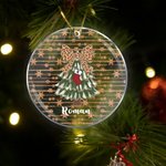 Gepersonaliseerd Glitter Boog Kerstboom Acryl Ornament met Naam en Voorletter Vakantie Decor Kerstcadeau voor Vriend Familie