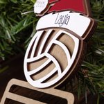 Personalized Baseball Volleyball Sports Ball with Santa Hat Money Holder Christmas Ornament with Name Year Holiday Party Favors Gift for Coach Athlete