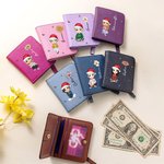 Personalisierte Cartoon-Charakter Geburt Blume Leder kompakte Bifold Pocket Wallet mit Namen und RIFD Funktion Geburtstag Weihnachten Geschenk für Frauen Mädchen