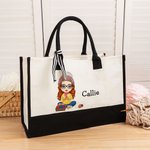 Sac en toile personnalisé avec nom et ruban Cadeau d'anniversaire de Noël pour Maman Grand-mère Amateurs de tricot