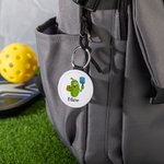 Personalised Leather Cartoon Pickled Cucumber Pickleball Name Keychain Birthday Funny Gift for Pickleball Lovers