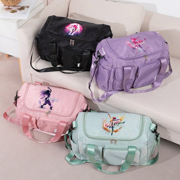 Personalised Watercolour Ballerina Street Dancer Large Travel Duffel Bag with Name and Multi Compartment Birthday Gift for Dance Lover