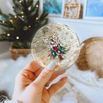 Gepersonaliseerd Glitter Boog Kerstboom Acryl Ornament met Naam en Voorletter Vakantie Decor Kerstcadeau voor Vriend Familie