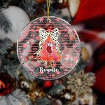 Gepersonaliseerd Glitter Boog Kerstboom Acryl Ornament met Naam en Voorletter Vakantie Decor Kerstcadeau voor Vriend Familie