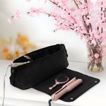 Personalised Scissor Leopard Print Portable Hair Tool Storage Bag with Heat Resistant Mat and Name Birthday Travel Accessories Gift for Women